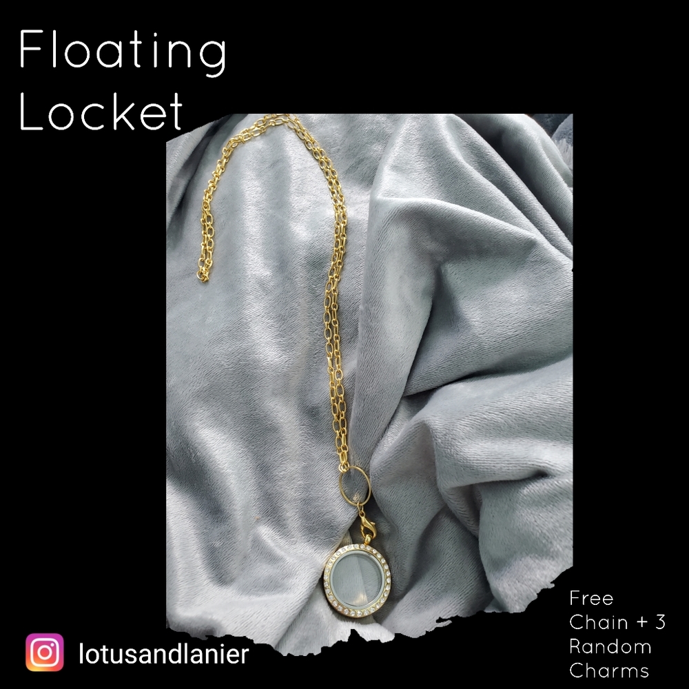 Floating Locket W/Chain Plus 3 Random Charms - image 1